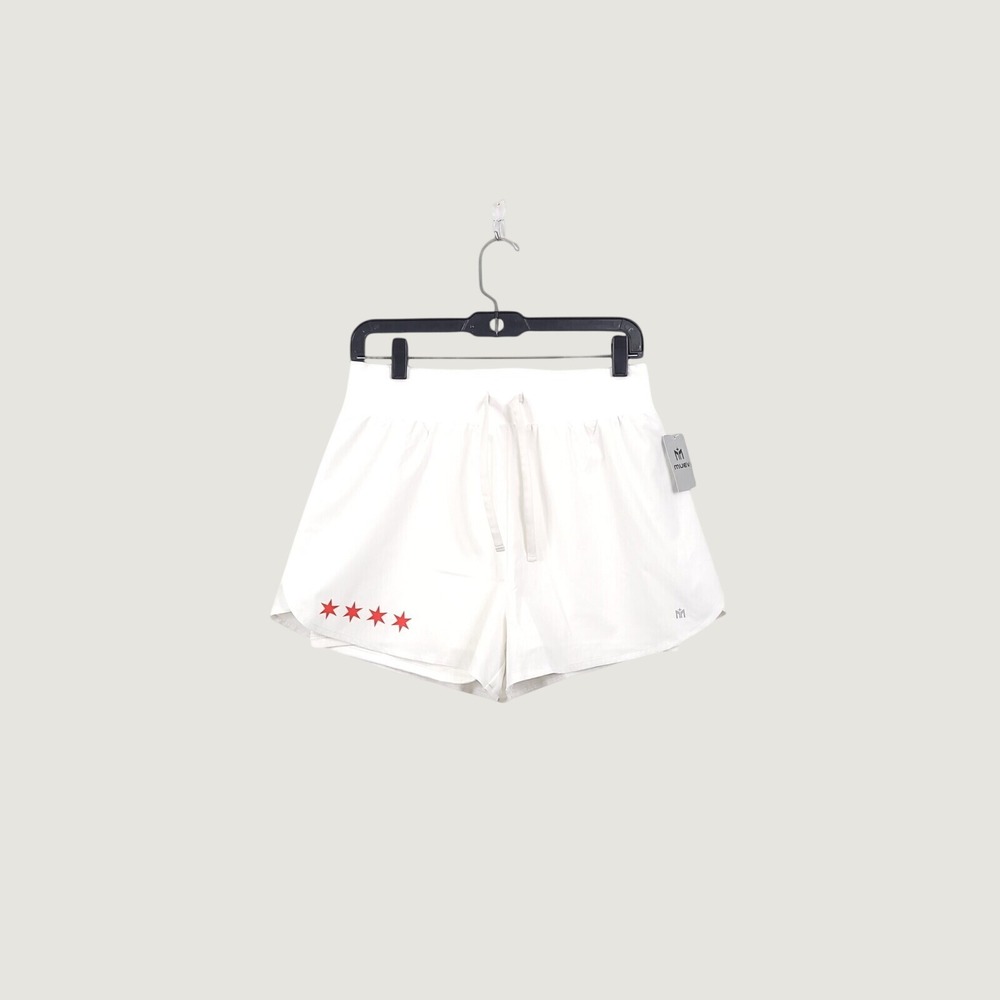 MUEV On Court 2-in-1 Athletic Shorts White Stars Size M Pickleball Activewear
